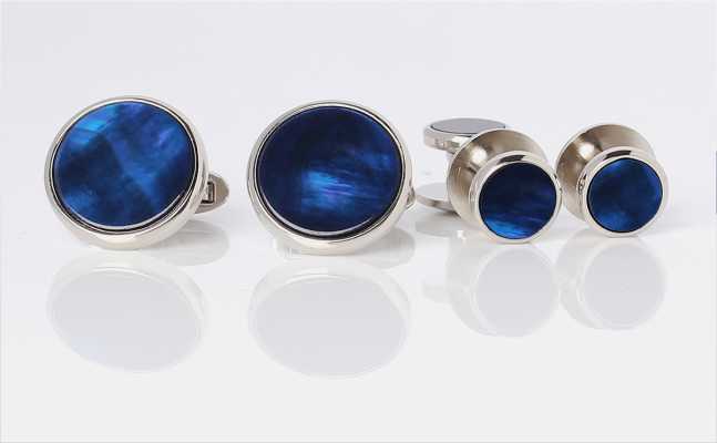 E-4 Color-Coated Shell Cuffs & Studs Navy Blue