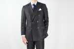 GXPWS1 DORMEUIL Textile Used Dark Gray Plain Double Suit