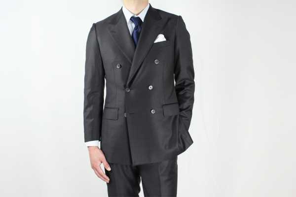 GXPWS1 Dark Gray Solid Double-Breasted Suit In DORMEUIL Fabric