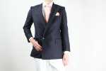 GXPWJ1 Navy Blue Plain Double Jacket Using DORMEUIL Textile