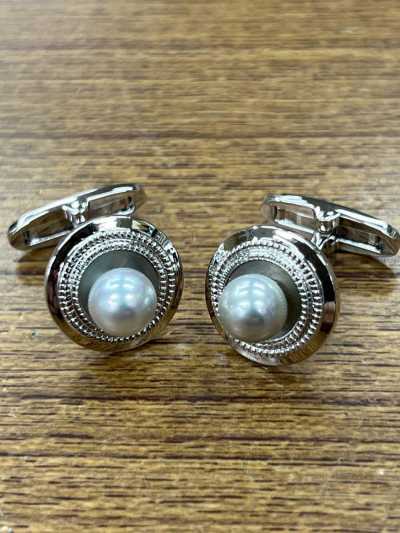3002 Black Pearl Cufflinks Silver