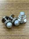 3002 Black Pearl One-touch Stud Button, Silver