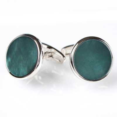 E-6-C Color-Coated Shell Cufflinks Green