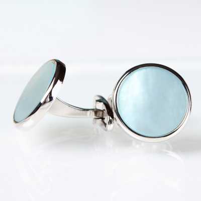 E-7-C Sky Blue Color-Coated Shell Cufflinks