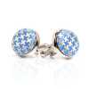 CUFF-V12 VANNERS Silk Fabric Used Fabric-Covered Cufflinks Houndstooth Pattern Sax Blue