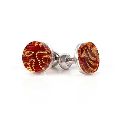 ACU-1 Nishijin-ori Coated Cufflinks Arabesque With Phoenix Red