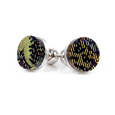 ACU-2 Nishijin-ori Coated Cufflinks, Phoenix And Peony On A Gold-Dust Ground, Black