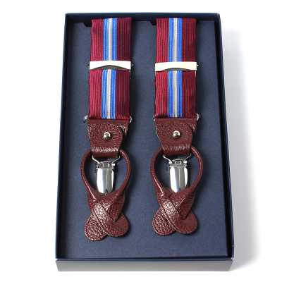 VSR-54 VANNERS Silk Suspenders Stripe Wine Red