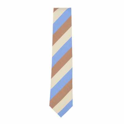 HVN-61 VANNERS Silk Handmade Tie, Regimental, Sky Blue/Camel