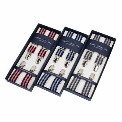 ATX-2529 Albert Thurston Suspenders, Striped Pattern, 25 Mm Elastic (Rubber)