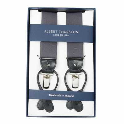 AT-DARKGREY ALBERT THURSTON Suspenders Dark Gray Elastic (Rubber) 2in1