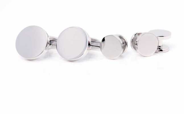 CU925-1G EXCY LEGEND Sterling Silver Cufflinks & Stud Set, Flat