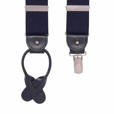 AT-NAVY-XL Albert Thurston Suspenders Navy Blue No Pattern 35MM XL Size[Formal Accessories] ALBERT THURSTON Sub Photo