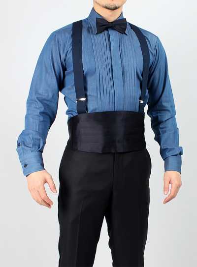 AT-NAVY-XL Albert Thurston Suspenders Navy Blue No Pattern 35MM XL Size[Formal Accessories] ALBERT THURSTON Sub Photo