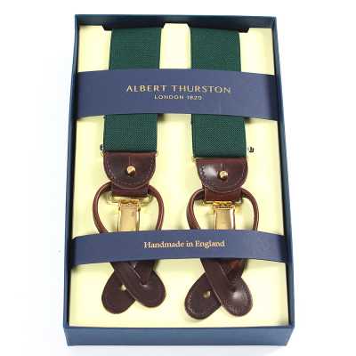 AT-GREEN-XL Albert Thurston Suspenders Green Elastic XL Size