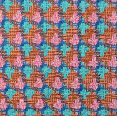 A7545 Linton Tweed, Made In England Fabric Orange × Turquoise Blue × Pink