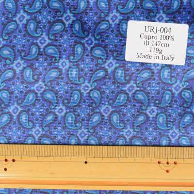 URJ-004 Made In Italy Cupra 100% Print Lining Paisley Pattern Light Blue TCS Sub Photo