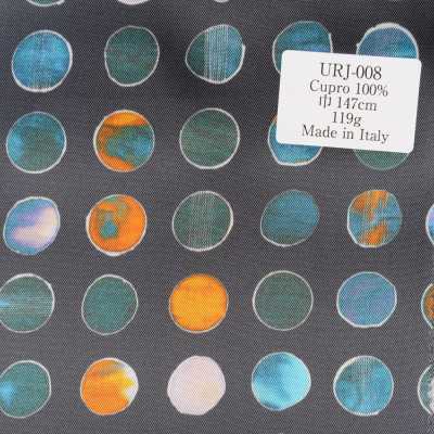 URJ-008 Italian-made 100% Cupro Printed Lining, Dot Pattern, Base Color Navy Blue