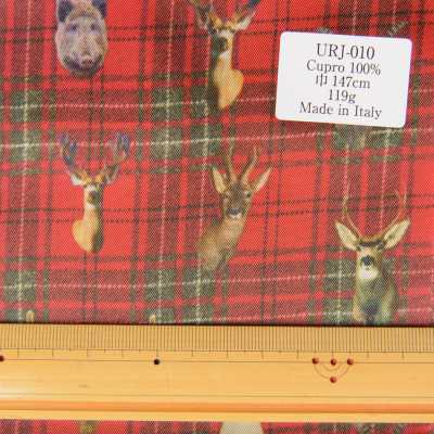 URJ-010 Made In Italy Cupra 100% Print Lining Tartan Plaid On Animal TCS Sub Photo