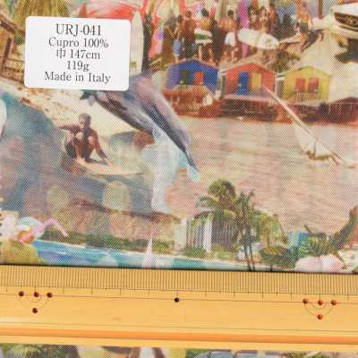 URJ-041 Made In Italy Cupra 100% Printed Lining A Landscape Pattern With A Tropical Atmosphere TCS Sub Photo