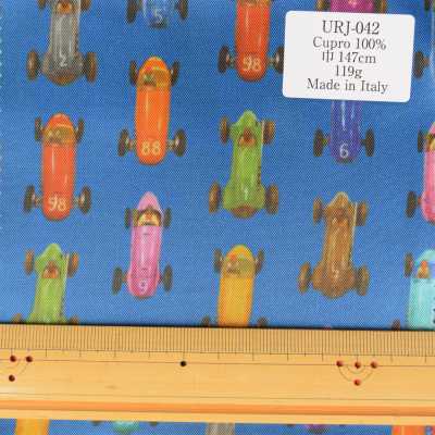 URJ-042 Made In Italy Cupra 100% Print Lining Classic Car Pattern Blue TCS Sub Photo