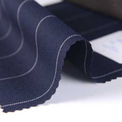 EMF3703 Masterpiece Collection Savile Row Yarn Count Series Wide Striped Navy Blue[Textile] Miyuki Woolen Mills Additional Images
