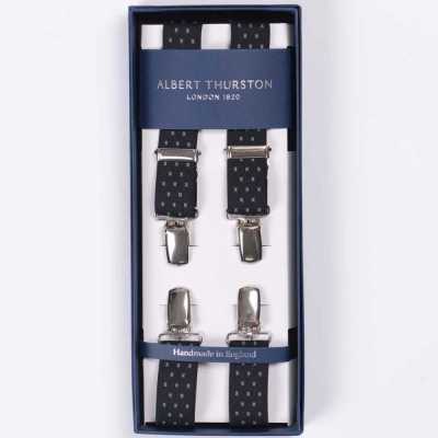 ATX-2447 Albert Thurston Suspenders X-Back 4-Point Clip Fastening 25mm Elastic (Rubber)