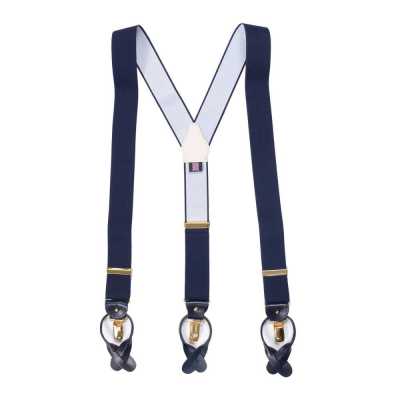 AT-NAVY-GO Albert Thurston Suspenders Navy Blue Plain 35MM Metal Fittings Gold Model[Formal Accessories] ALBERT THURSTON Sub Photo