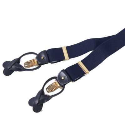 AT-NAVY-GO Albert Thurston Suspenders Navy Blue Plain 35MM Metal Fittings Gold Model[Formal Accessories] ALBERT THURSTON Sub Photo