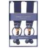 AT-NAVY-GO Albert Thurston Suspenders Navy Blue Plain 35MM Metal Fittings Gold Model