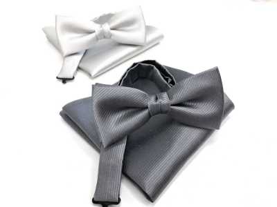 BFC-190 Bow Tie And Pocket Square Set, Made In Japan, Silk Fabric