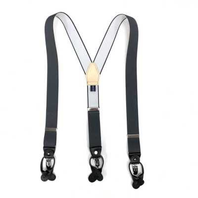 SR-GREY SR-GREY Suspenders EXCY Braces Gray Solid 2-in-1 35mm Elastic