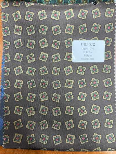 URJ-072 Italian-made 100% Cupro Printed Lining, Small Floral Pattern, Brown