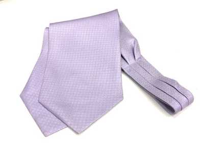 AS-112 Japanese-Made Silk Ascot Tie, Purple With Glitter