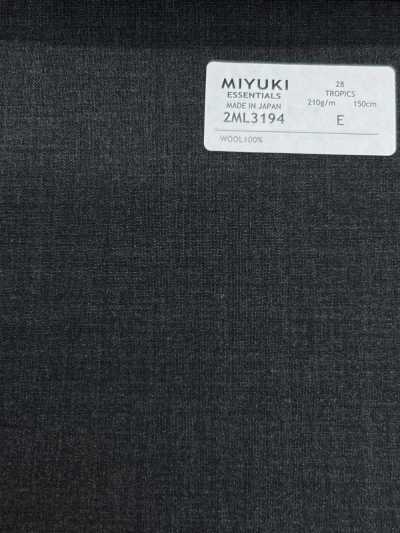 2ML3194 26SS Miyuki Fabric MIYUKI Essentials TROPICS Charcoal Gray Plain