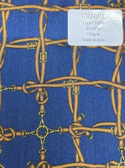 URJ-091 Made In Italy 100% Cupro Printed Lining Belt Check Blue