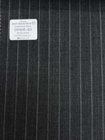 09406-40 26AW BEST SELECTION [traditional Fabric] Water-Repellent Stretch Gray Stripe