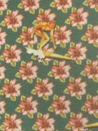 URJ-100 Italian-made 100% Cupro Lining, Floral Pattern, Green. TCS Sub Photo