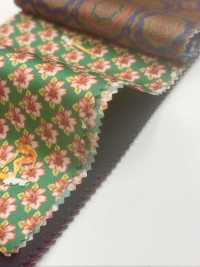 URJ-100 Italian-made 100% Cupro Lining, Floral Pattern, Green. TCS Sub Photo