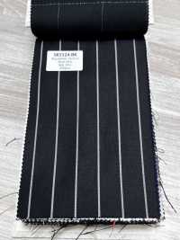 SK5524-BK Standard Japanese Silk Wool Stretch Stripe Black[Textile] Additional Images