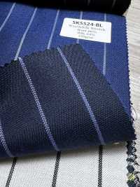 SK5524-BL Standard Japanese Silk-Wool Stretch Stripe Navy[Textile] Additional Images