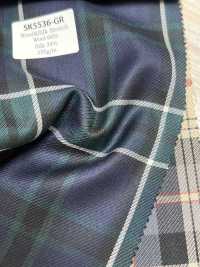 SK5536-GR Standard Japanese Silk-Wool Stretch Check Green[Textile] Additional Images