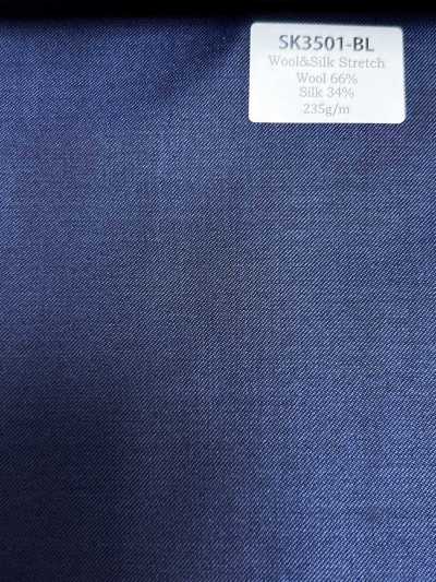 SK3501-BL Standard Japanese Silk Wool Stretch Blue