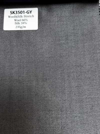 SK3501-GY Standard Japanese-Made Silk Wool Stretch Gray