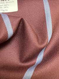 SK3523-DR Standard Japanese-Made Silk Wool Stretch Stripe Dark Red[Textile] Additional Images