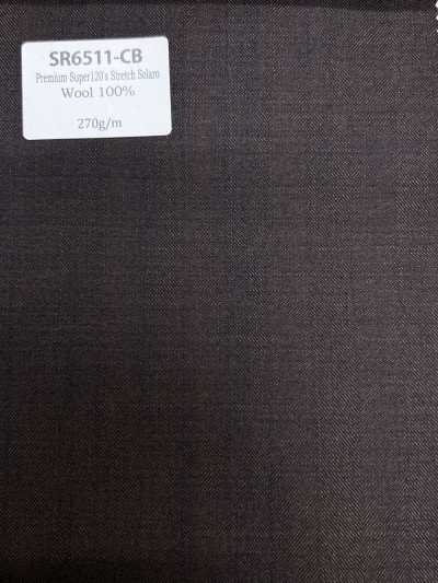SR6511-CB Standard Japanese-made Premium Super 120's Single Yarn Stretch Solaro Charcoal Brown Corduroy No Pat