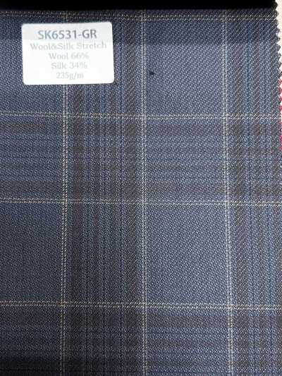 Made In Japan Silk Wool Stretch Green Check