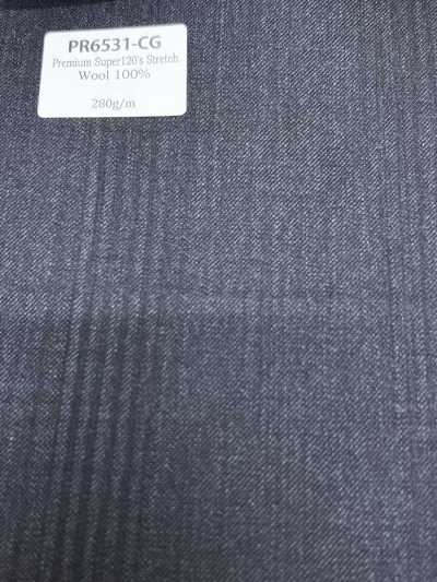 PR6531-CG Standard Domestic Premium Super120's Single-Yarn Stretch Stripe Charcoal Corduroy Gray