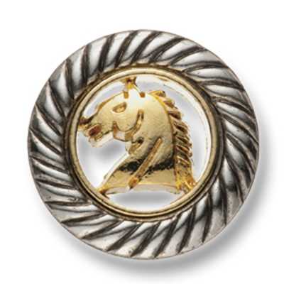 919 Made In Japan Metal Button For Suits And Jackets, Horse Design, Gold/Silver