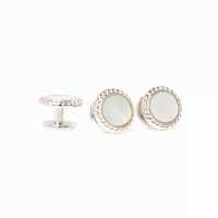 A-3 Sterling Silver Formal Cufflinks And Studs Set, Mother Of Pearl Shell Silver Round[Formal Accessories] Yamamoto(EXCY) Sub Photo